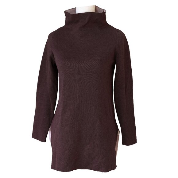 Aspen Mock Neck Sweater Oxblood Double Knit Minimal Scandi Girl Tunic Pullover - Picture 1 of 11